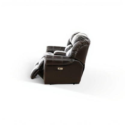 Falynn Leather Power Reclining Console Loveseat