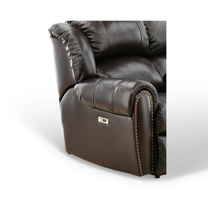 Falynn Leather Power Reclining Console Loveseat