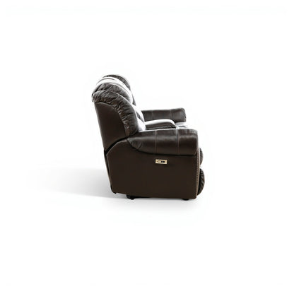 Falynn Leather Power Reclining Console Loveseat