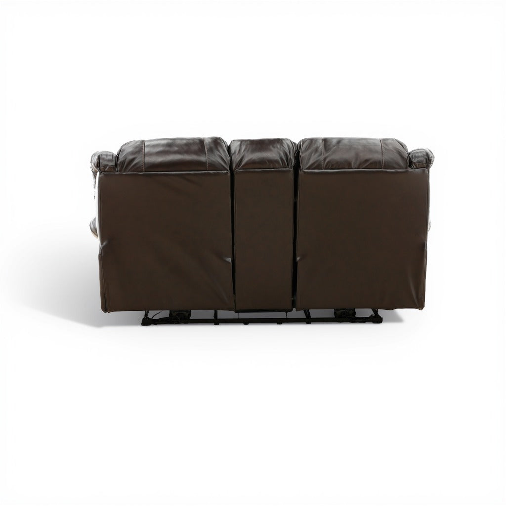 Falynn Leather Power Reclining Console Loveseat