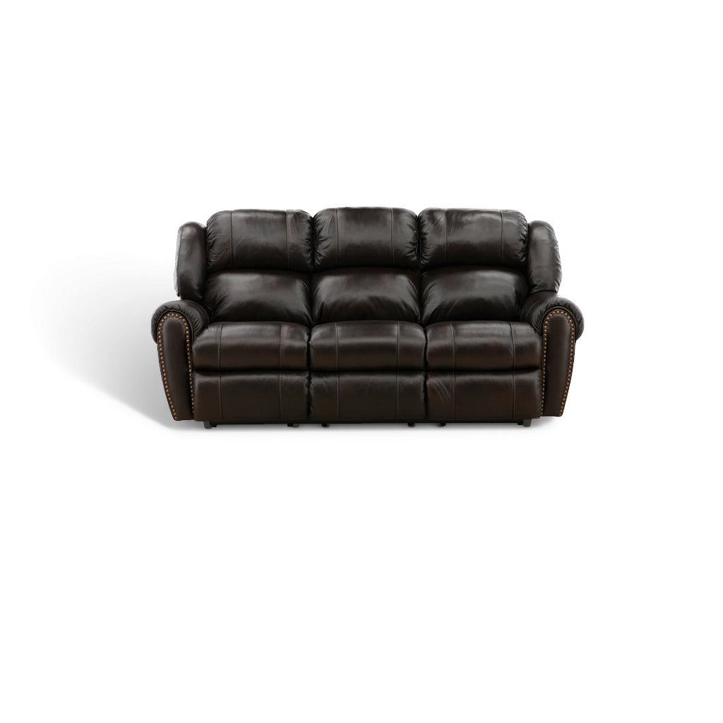 Falynn Leather Reclining Sofa Dark Brown
