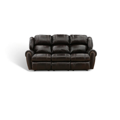 Falynn Leather Reclining Sofa Dark Brown