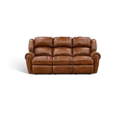 Falynn Leather Power Reclining Sofa Cognac