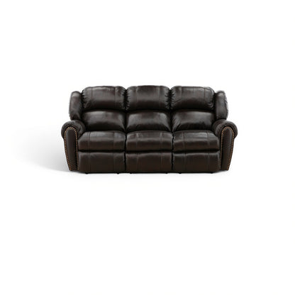 Falynn Leather Power Reclining Sofa Dark Brown