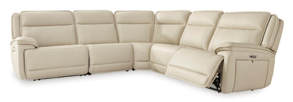 Double Deal 5-Piece Leather Power Reclining Sectional