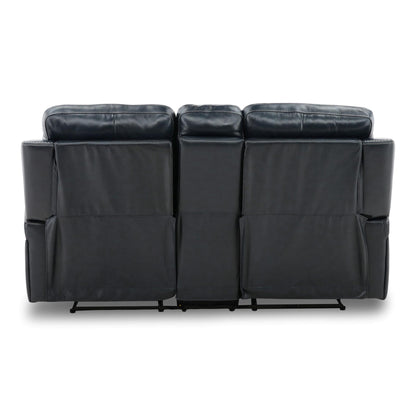 Hampton Leather Power Reclining Console Loveseat