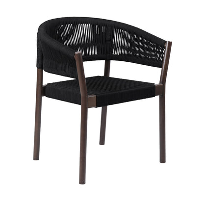 Doris Indoor Outdoor Dining Chair in Dark Eucalyptus Wood with Black R