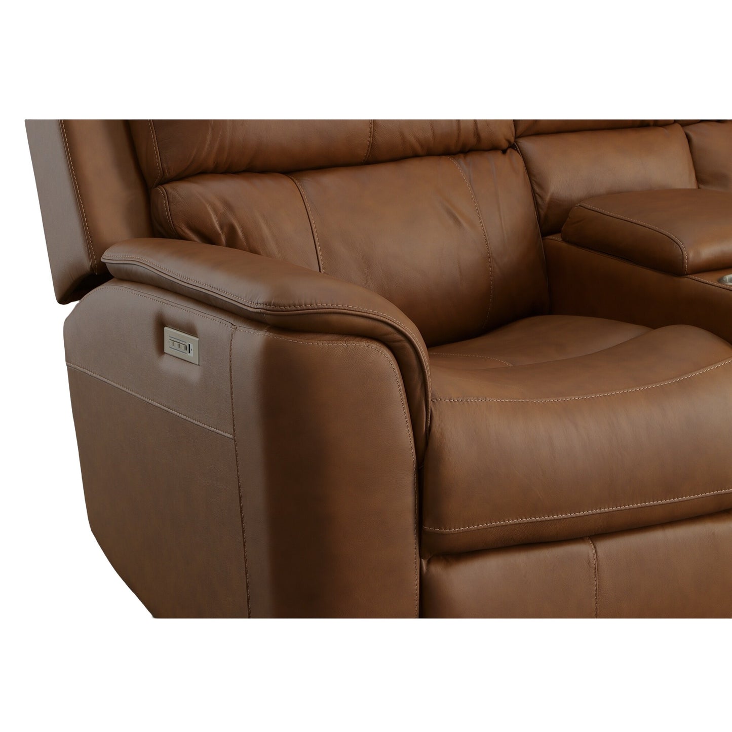 Carmen Leather Power Reclining Loveseat with Console