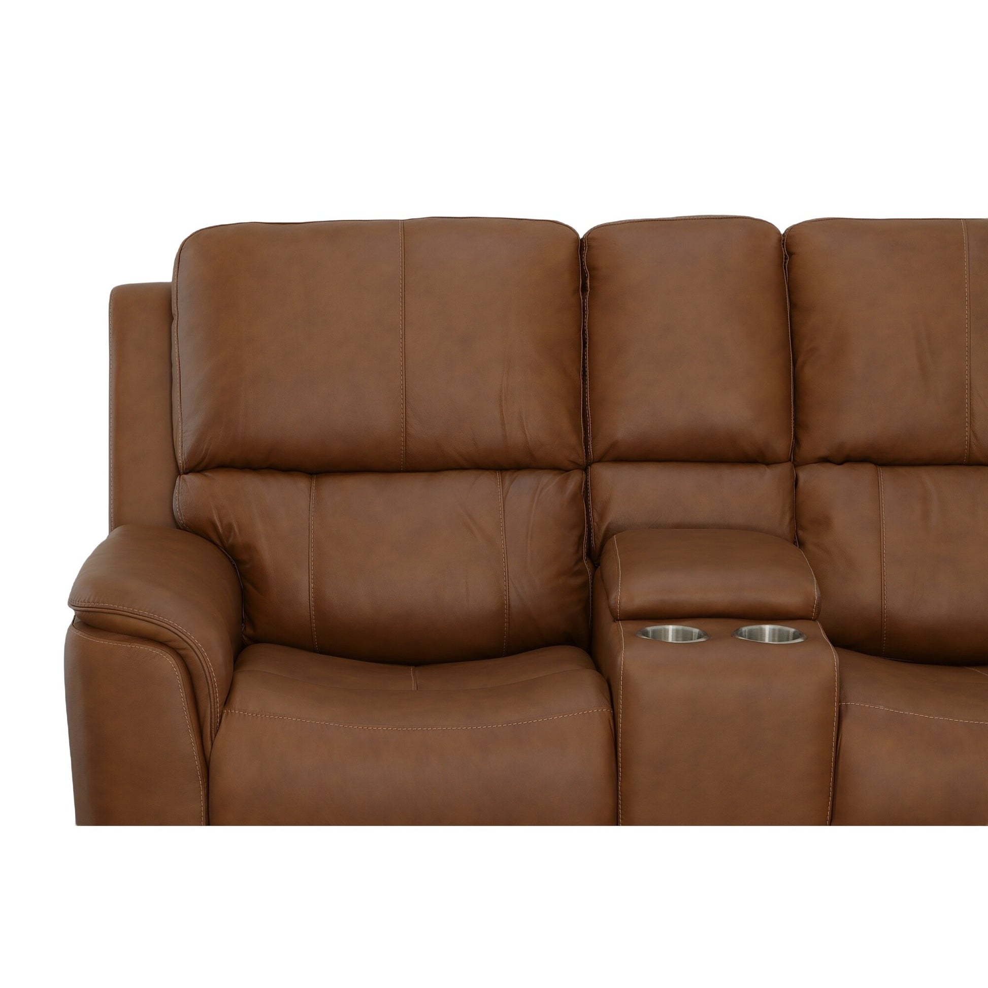 Carmen Leather Power Reclining Loveseat with Console