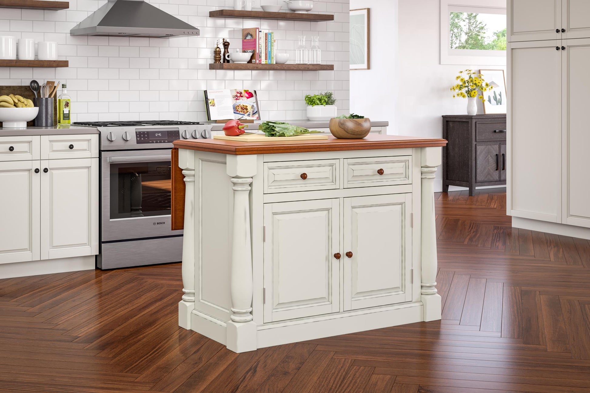 Monarch Kitchen Wood Top Island