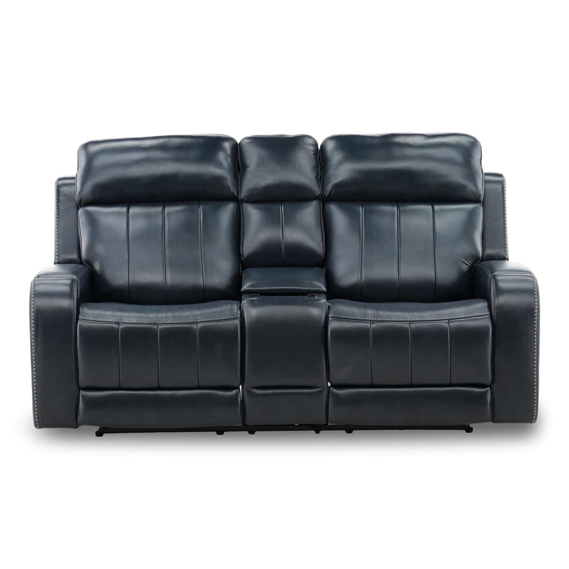 Hampton Leather Power Reclining Console Loveseat