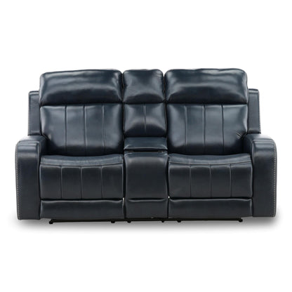 Hampton Leather Power Reclining Console Loveseat