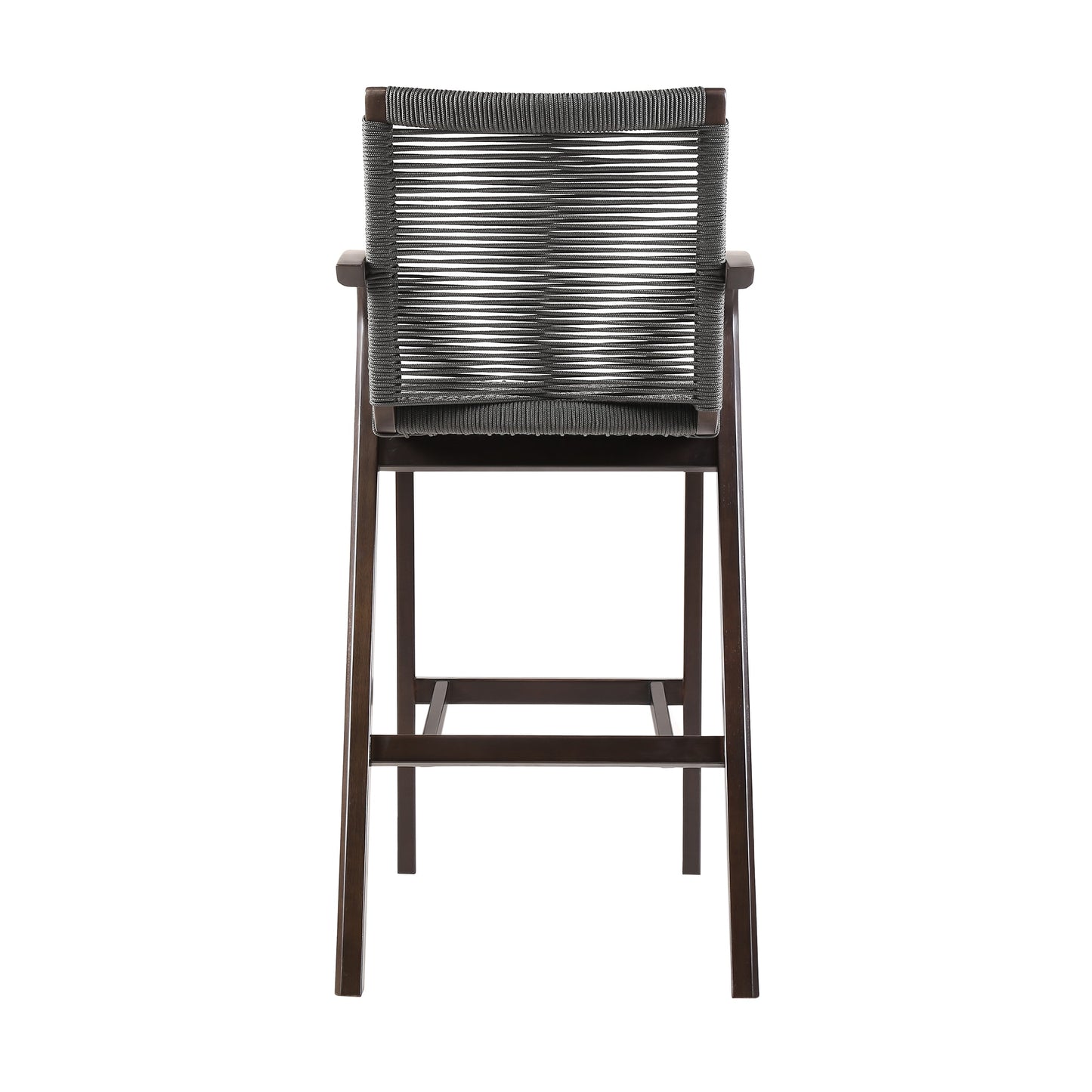 Nabila Outdoor Dark Eucalyptus Wood and Gray Rope Counter and Bar Height Stool