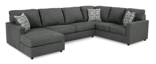 Edenfield 3-Piece Charcoal Sectional with Chaise Left-Facing