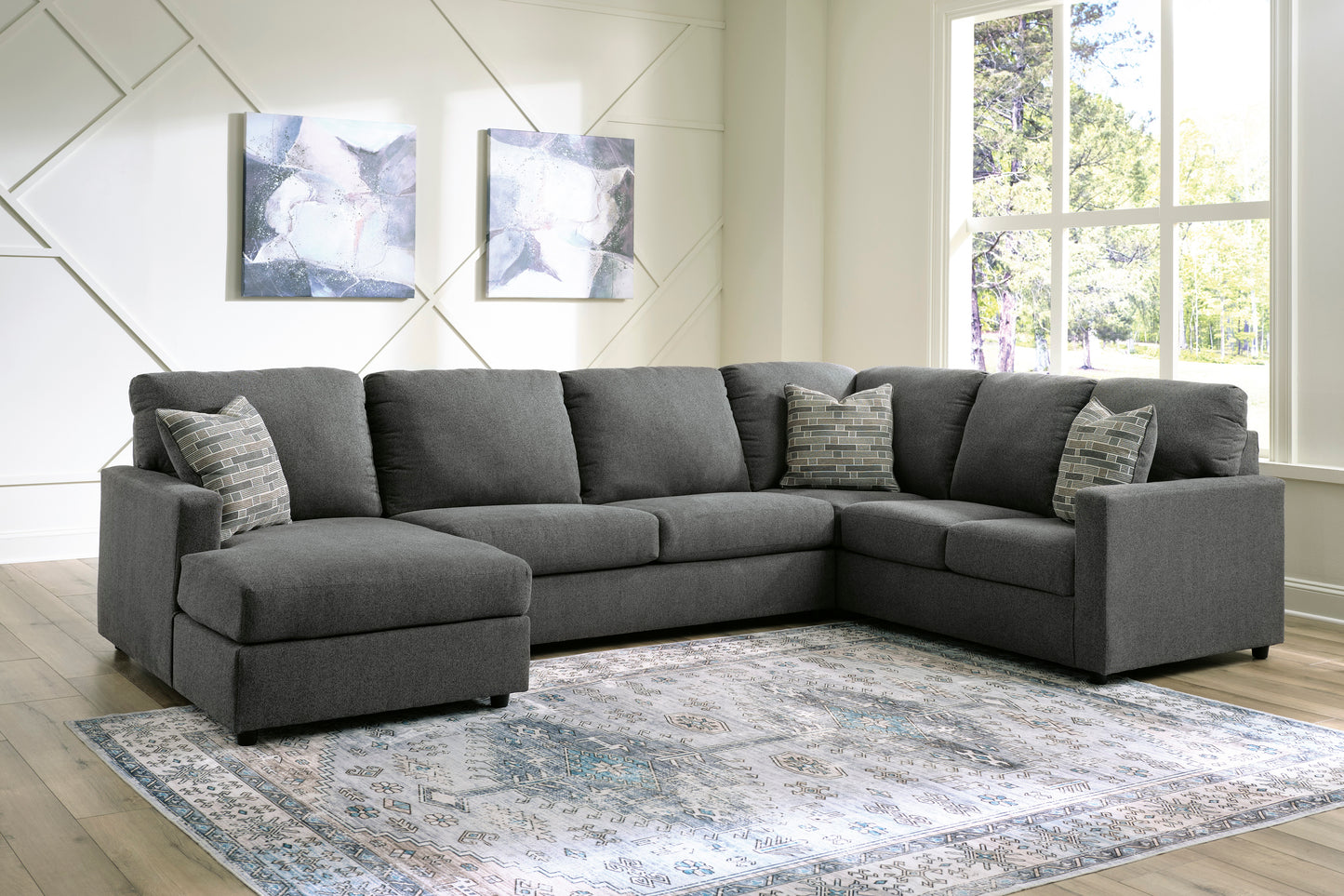 Edenfield 3-Piece Charcoal Sectional with Chaise