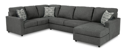 Edenfield 3-Piece Charcoal Sectional with Chaise Right-Facing