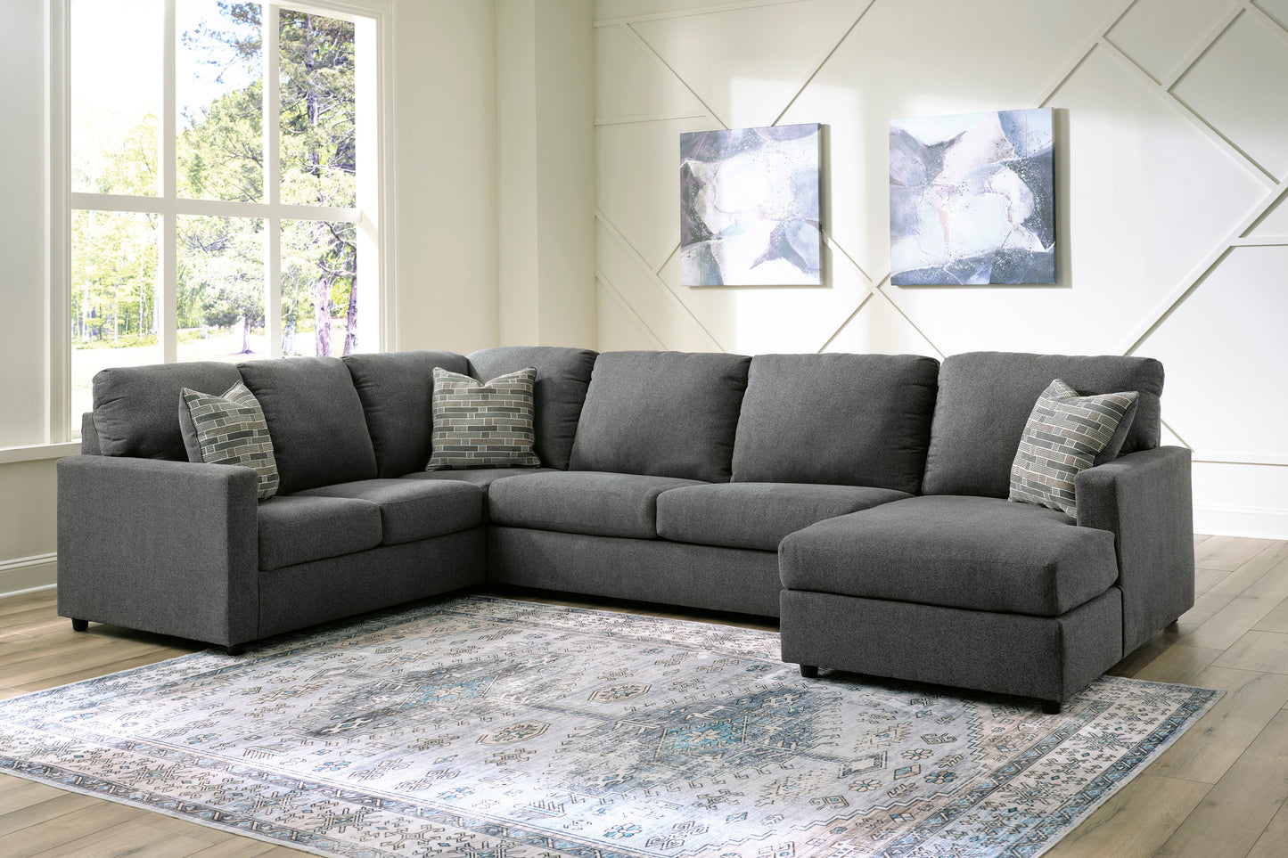 Edenfield 3-Piece Charcoal Sectional with Chaise