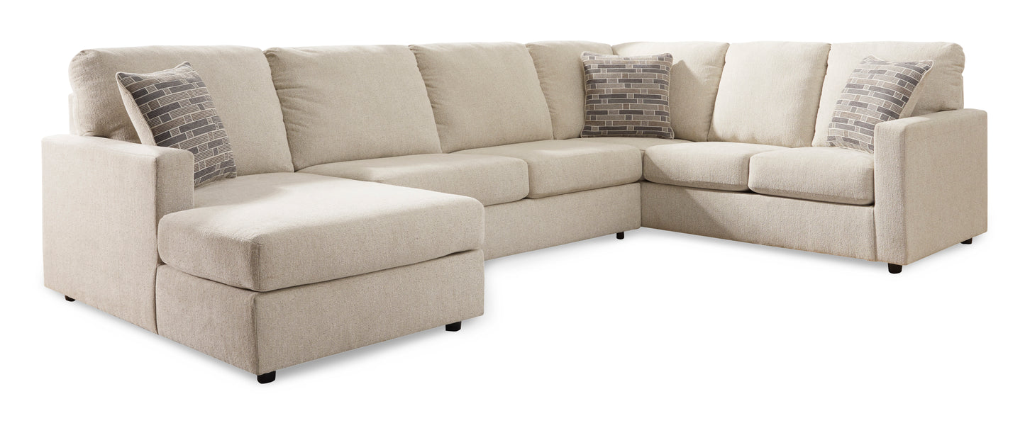 Edenfield 3-Piece Linen Sectional with Chaise Left-Facing
