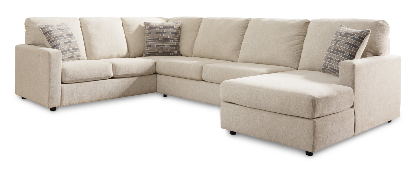 Edenfield 3-Piece Linen Sectional with Chaise Right-Facing