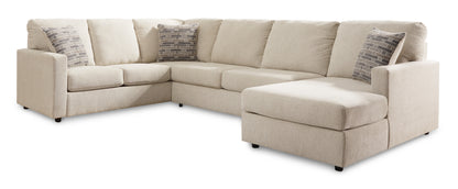 Edenfield 3-Piece Linen Sectional with Chaise Right-Facing