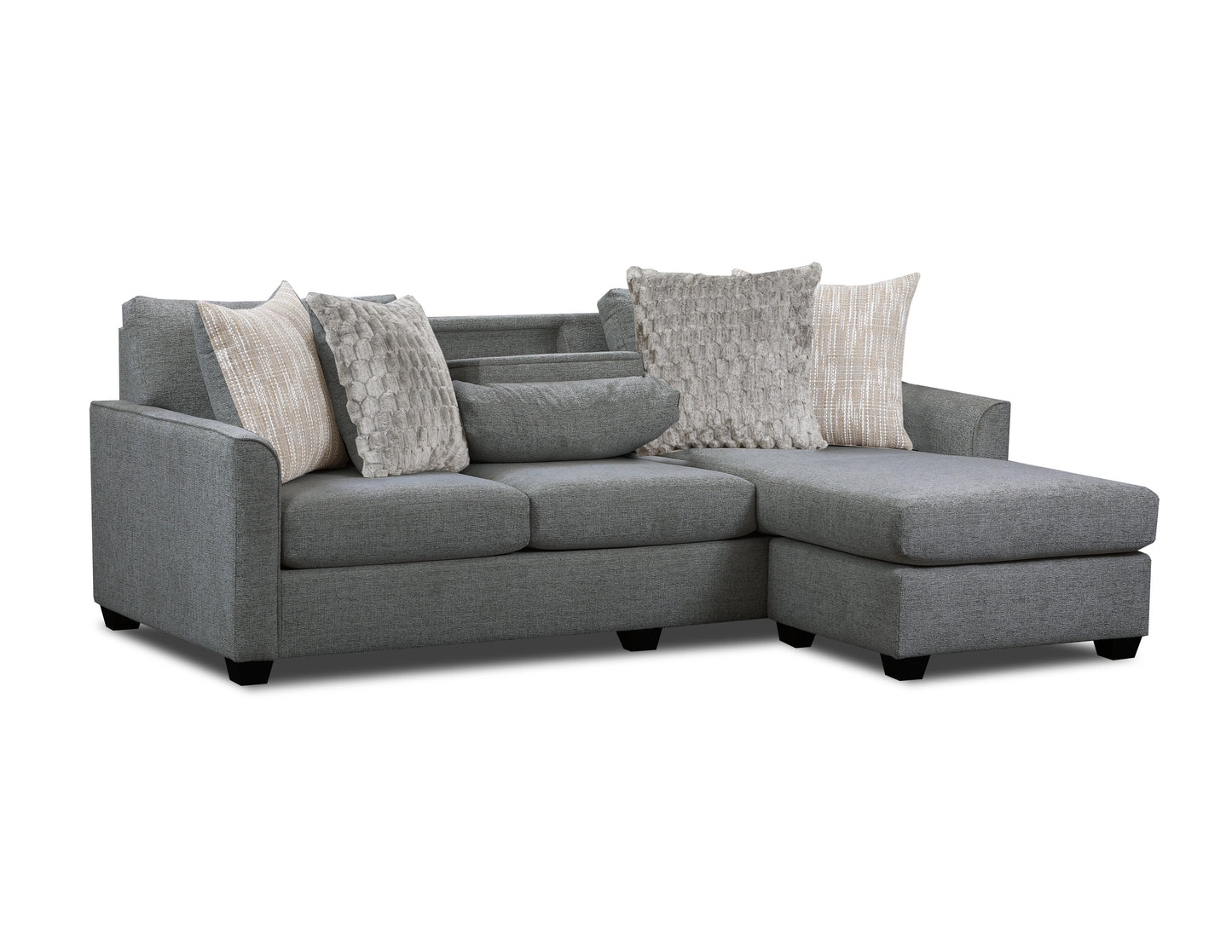 Forte Sofa Chaise with Drop-Down Table Charcoal