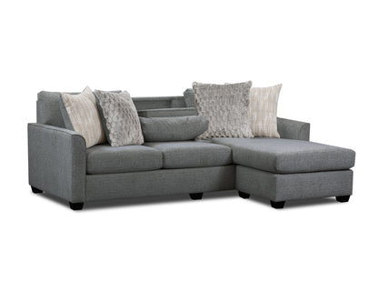 Forte Sofa Chaise with Drop-Down Table Charcoal