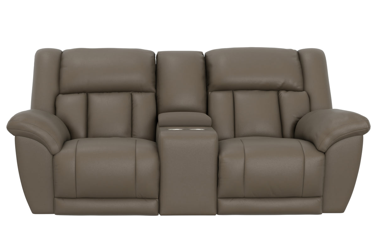 Hugo Power Reclining Console Loveseat Taupe