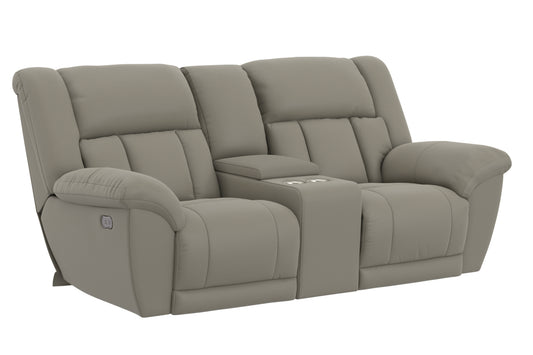 Hugo Power Reclining Console Loveseat Smoke