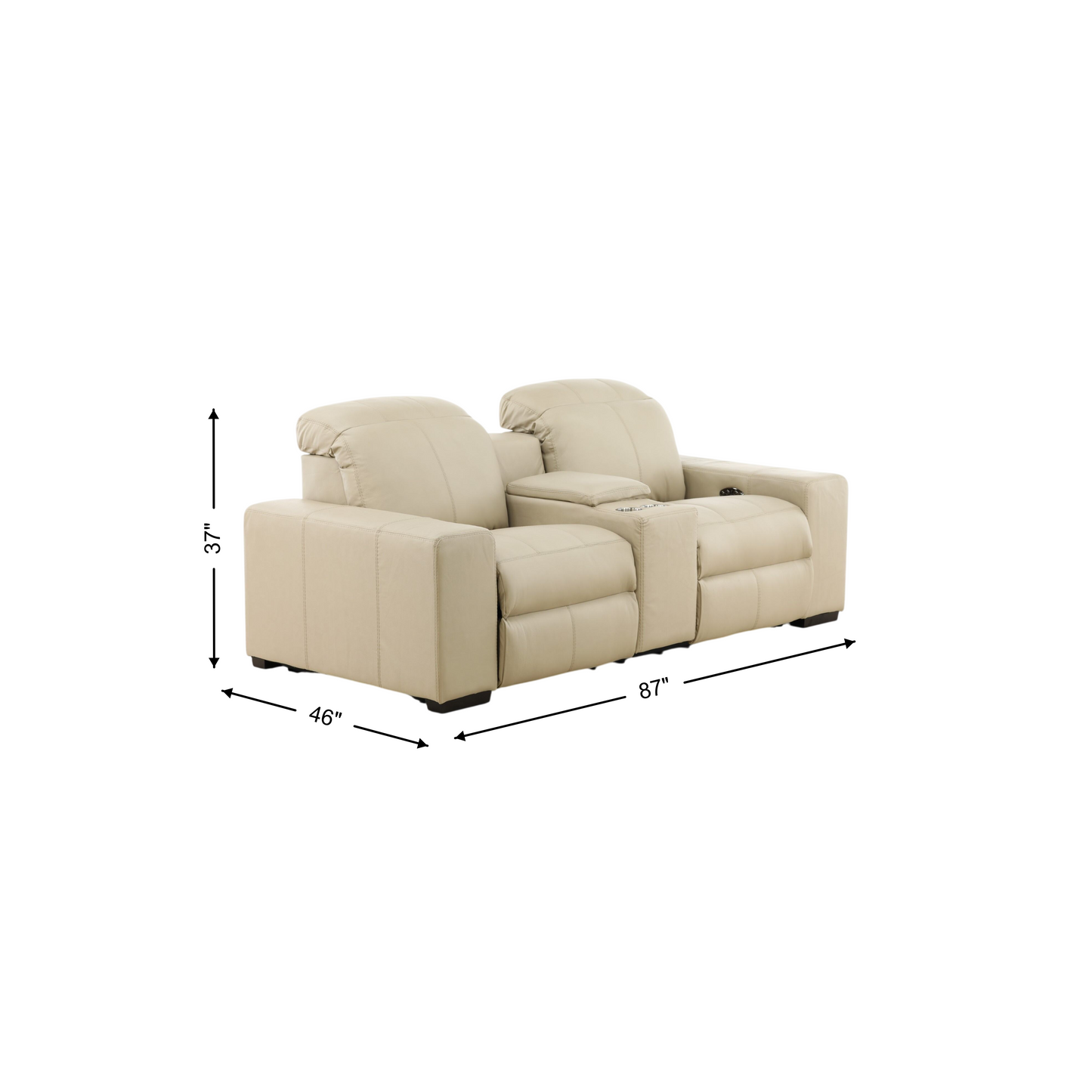 Evren Power Leather Console Loveseat