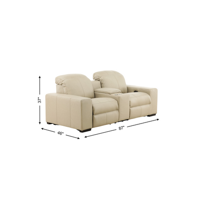 Evren Power Leather Console Loveseat