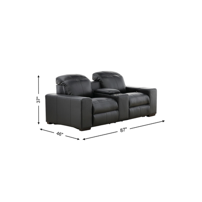 Evren Power Leather Console Loveseat