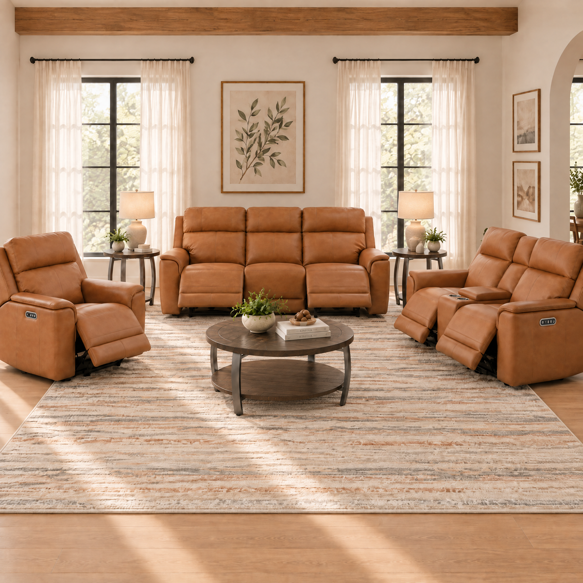 Samarah Power Reclining Leather Sofa