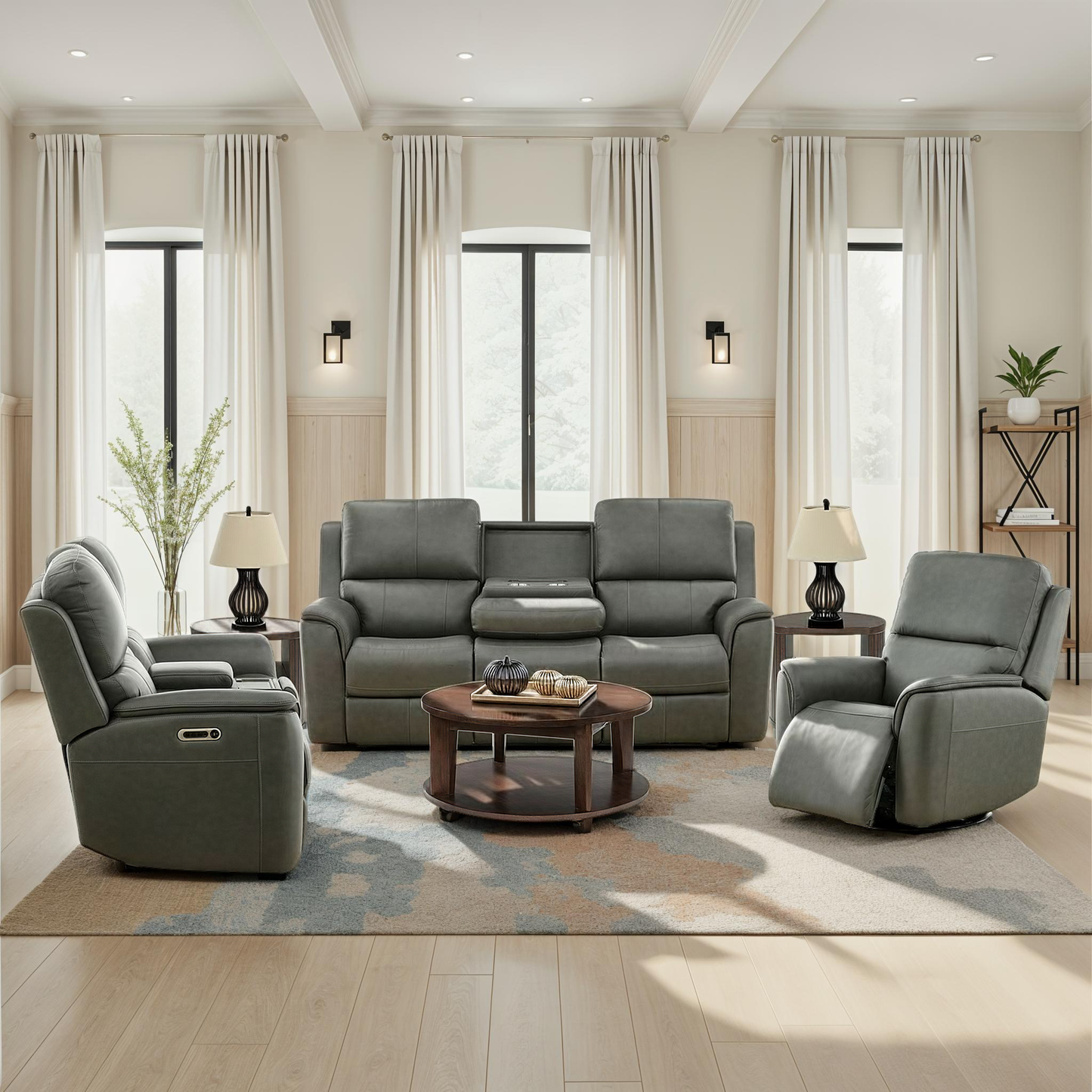 Flexsteel Grayson Leather Power Loveseat