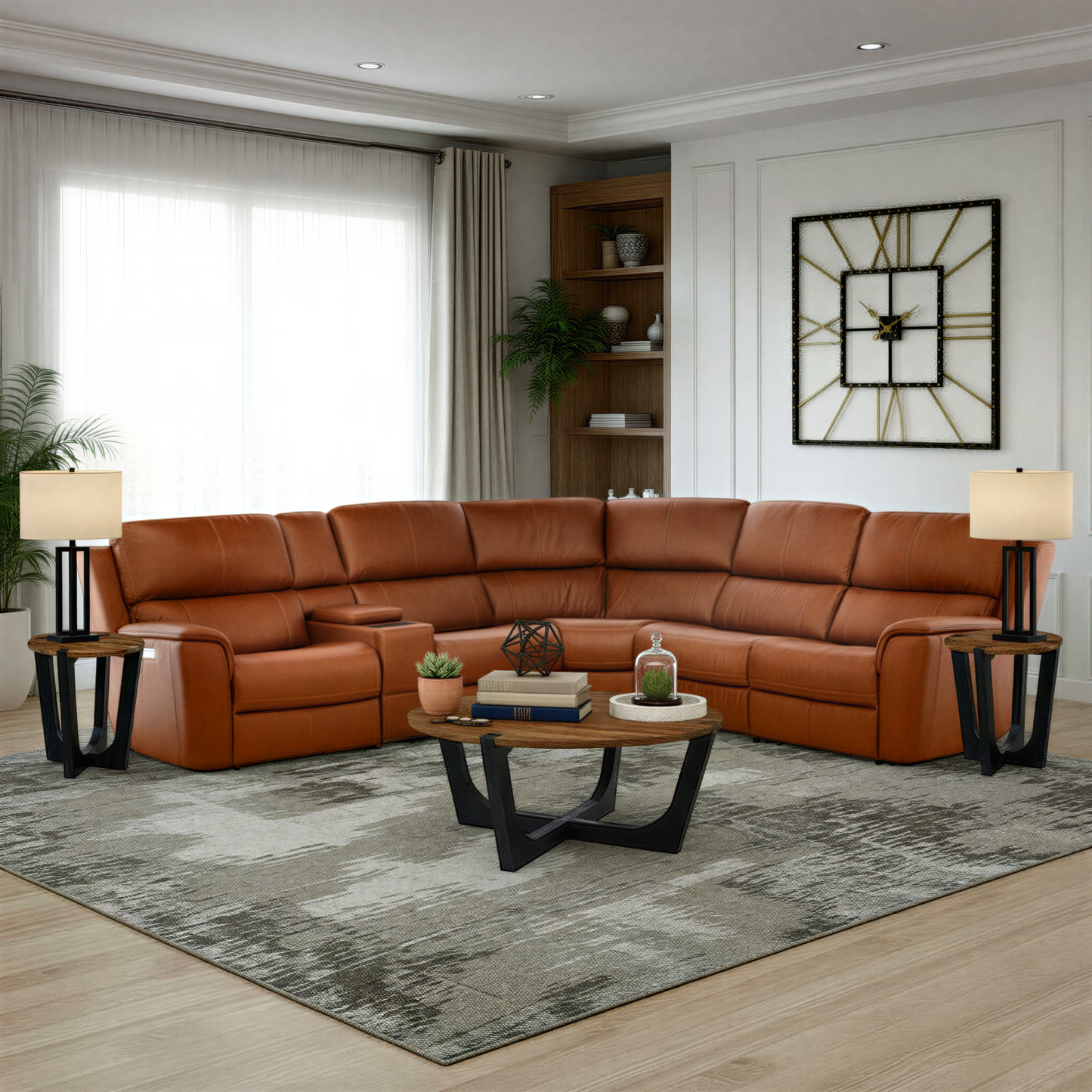 Flexsteel Karson 6-Piece Power Reclining Leather Sectional