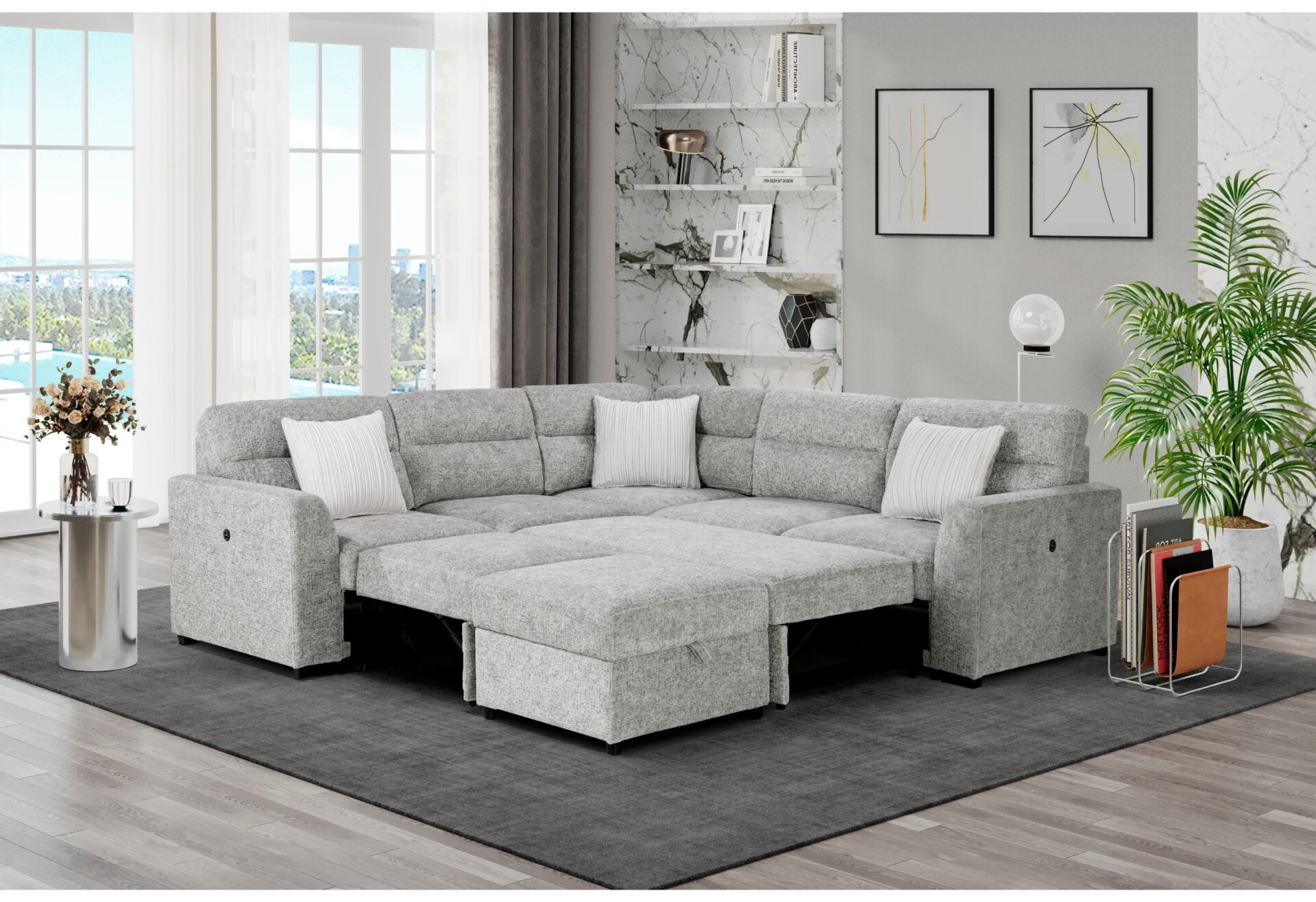 Bellerose 5-Piece Sectional with Pullout Sleeper