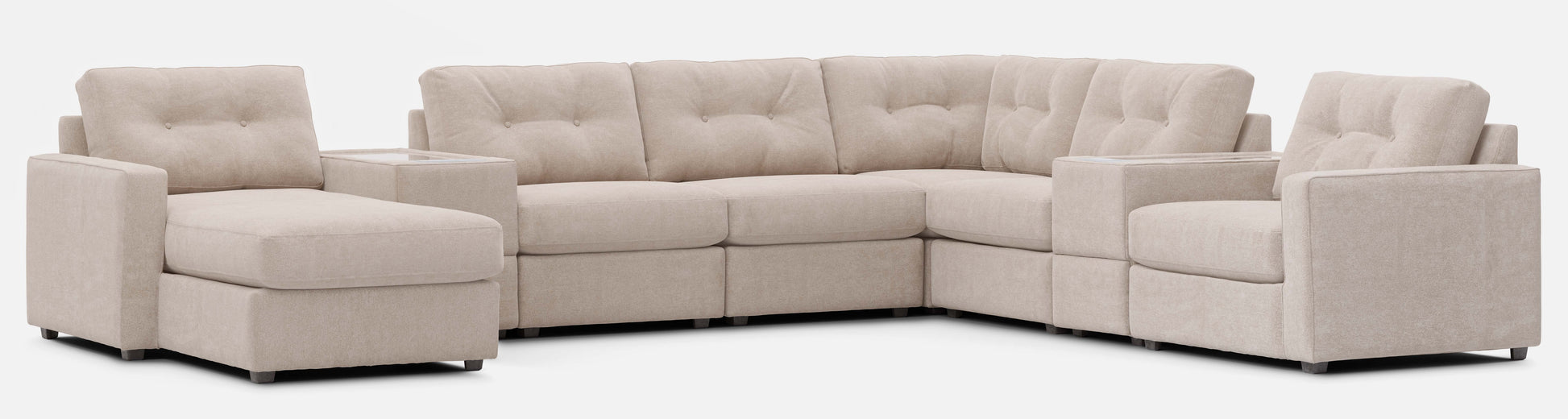 Modular One Left-Facing 8-Piece Sectional Chaise with E-Console