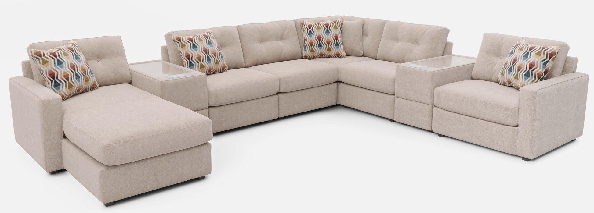 Modular One Left-Facing 8-Piece Sectional Chaise with E-Console