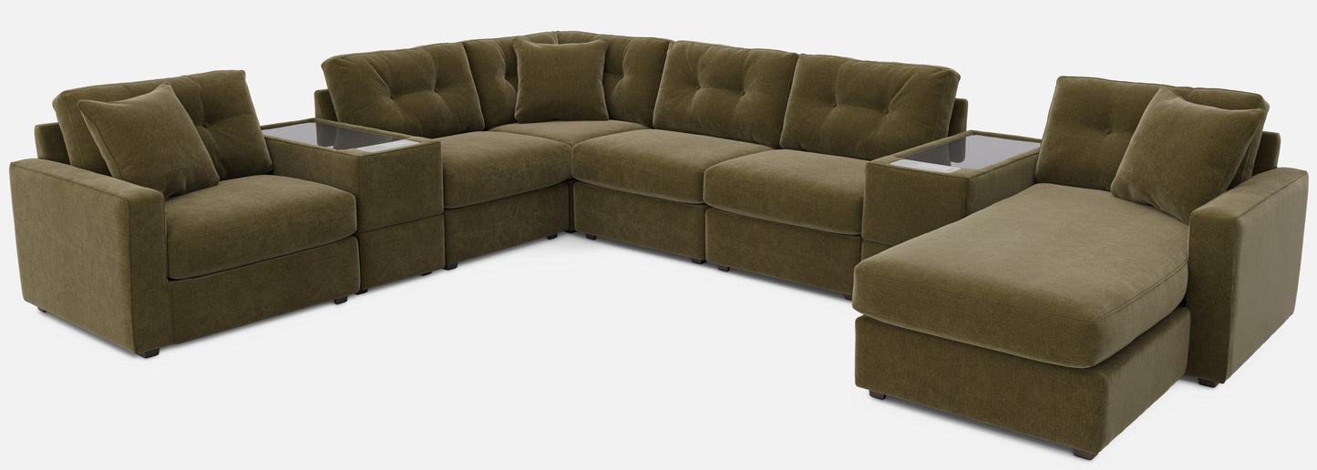 Modular One 8-Piece Sectional Chaise with E-Console