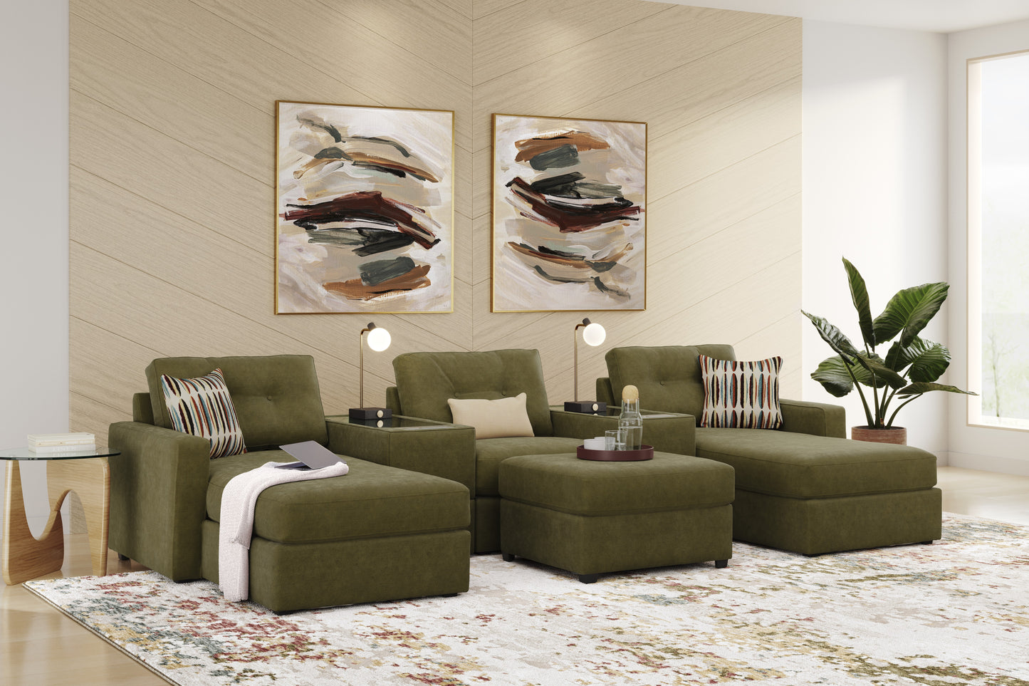 Modular One 5-Piece Dual Chaise Sectional with E-Console