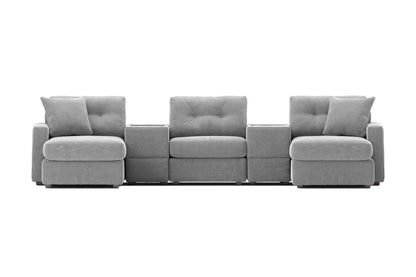 Modular One 5-Piece Dual Chaise Sectional with E-Console Granite