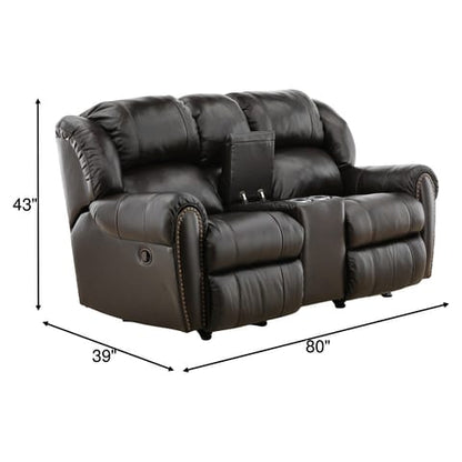 Falynn Manual Leather Rocker Recliner Console Loveseat