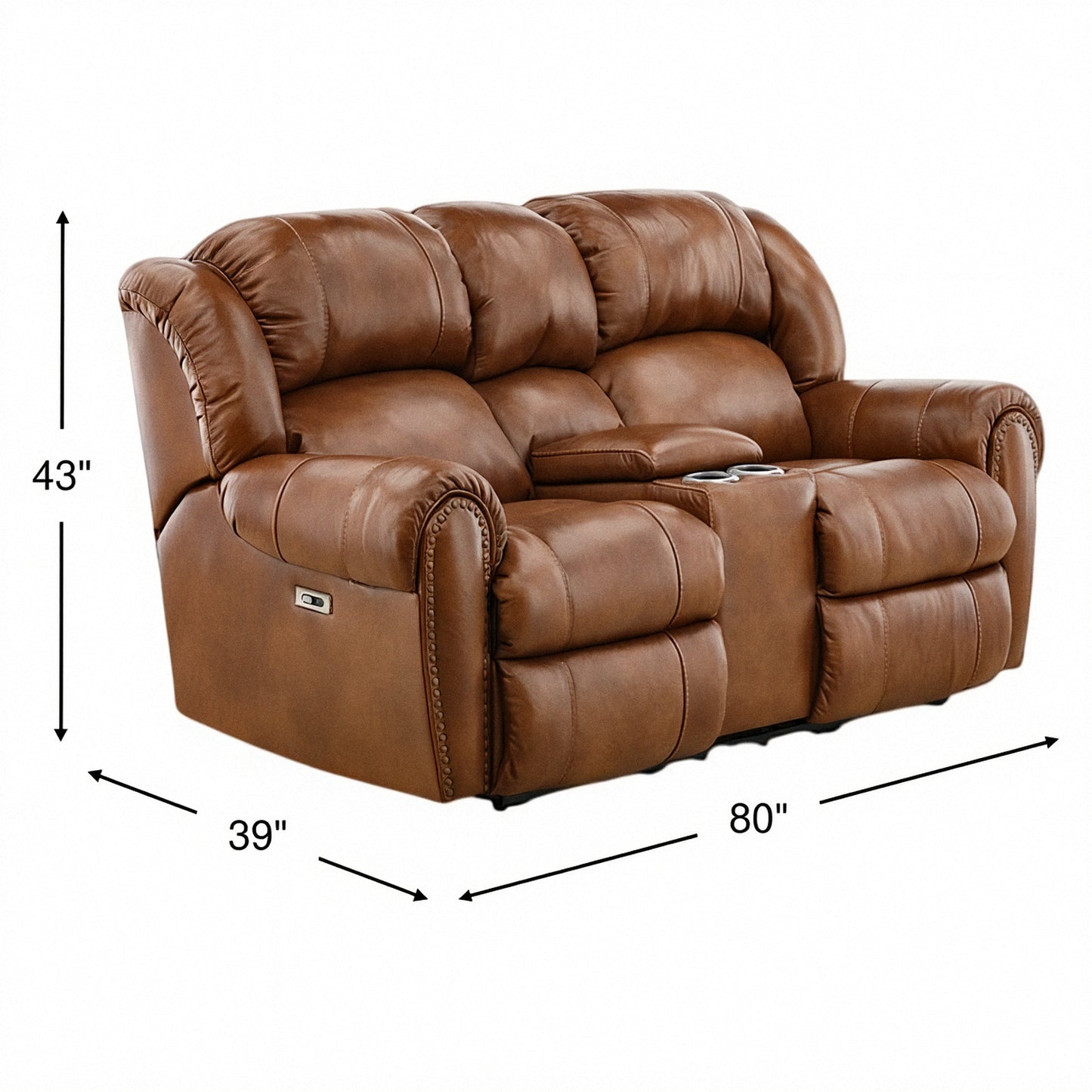 Falynn Leather Power Reclining Console Loveseat