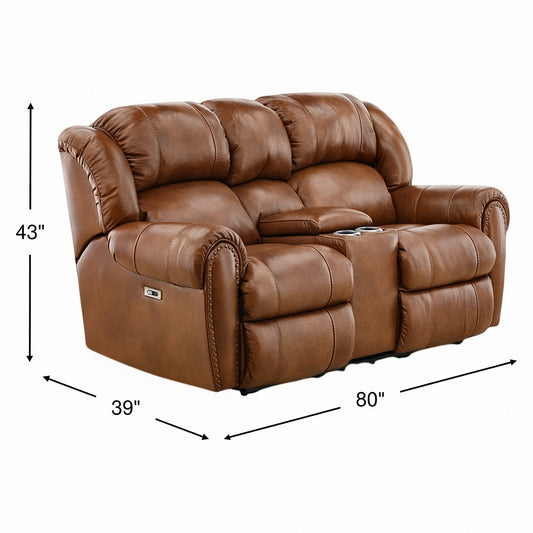 Falynn Leather Power Reclining Console Loveseat - alternate view