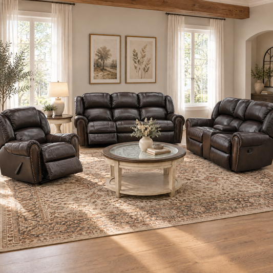 Falynn Leather Rocker Recliner Console Loveseat - alternate view