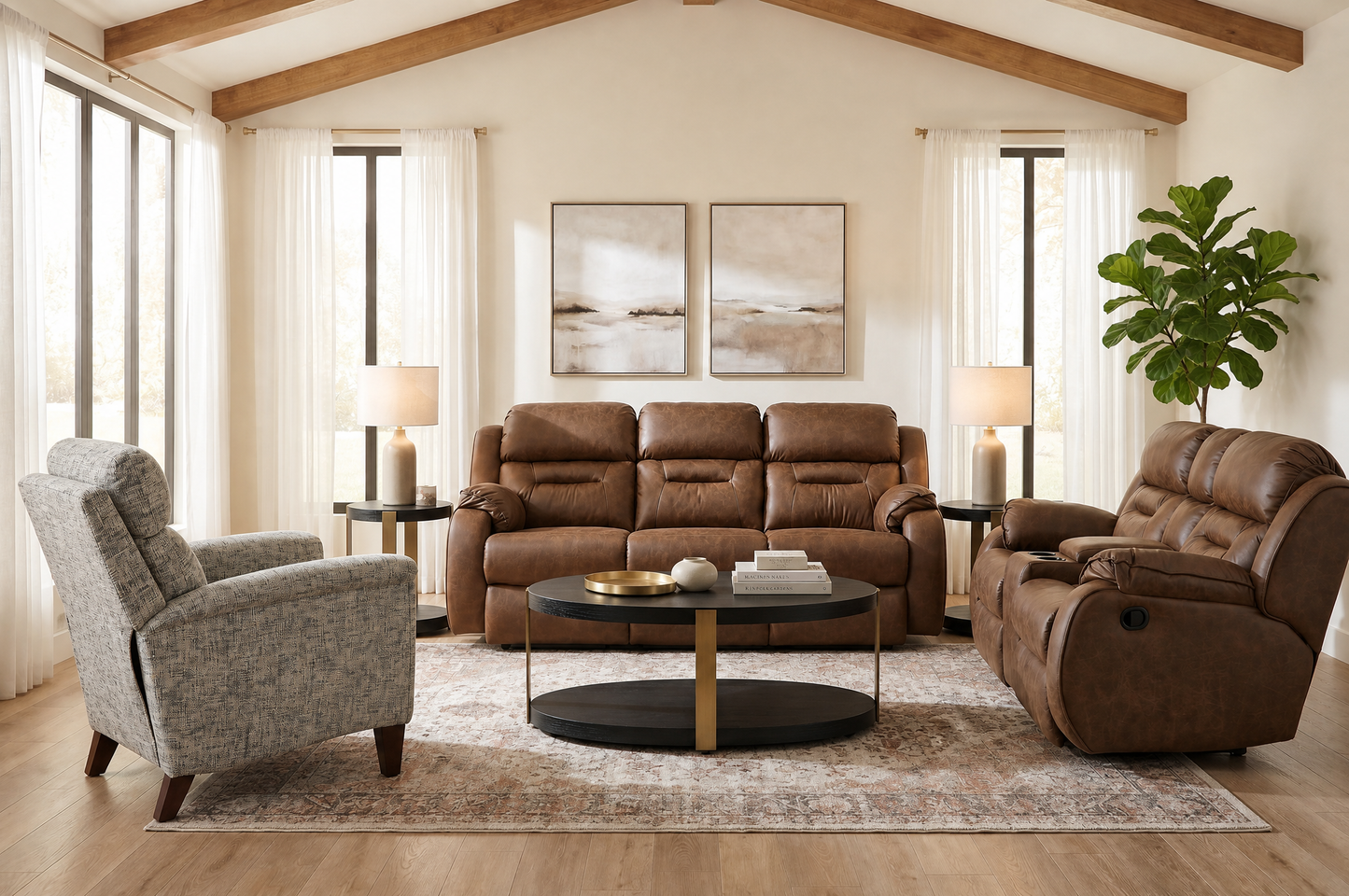 Bellevue Manual Double Reclining Sofa