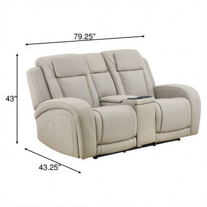 Phoenix Leather Power Reclining Console Loveseat