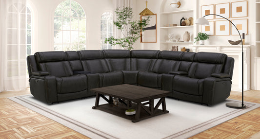 Denver 7-Piece Leather Power Sectional