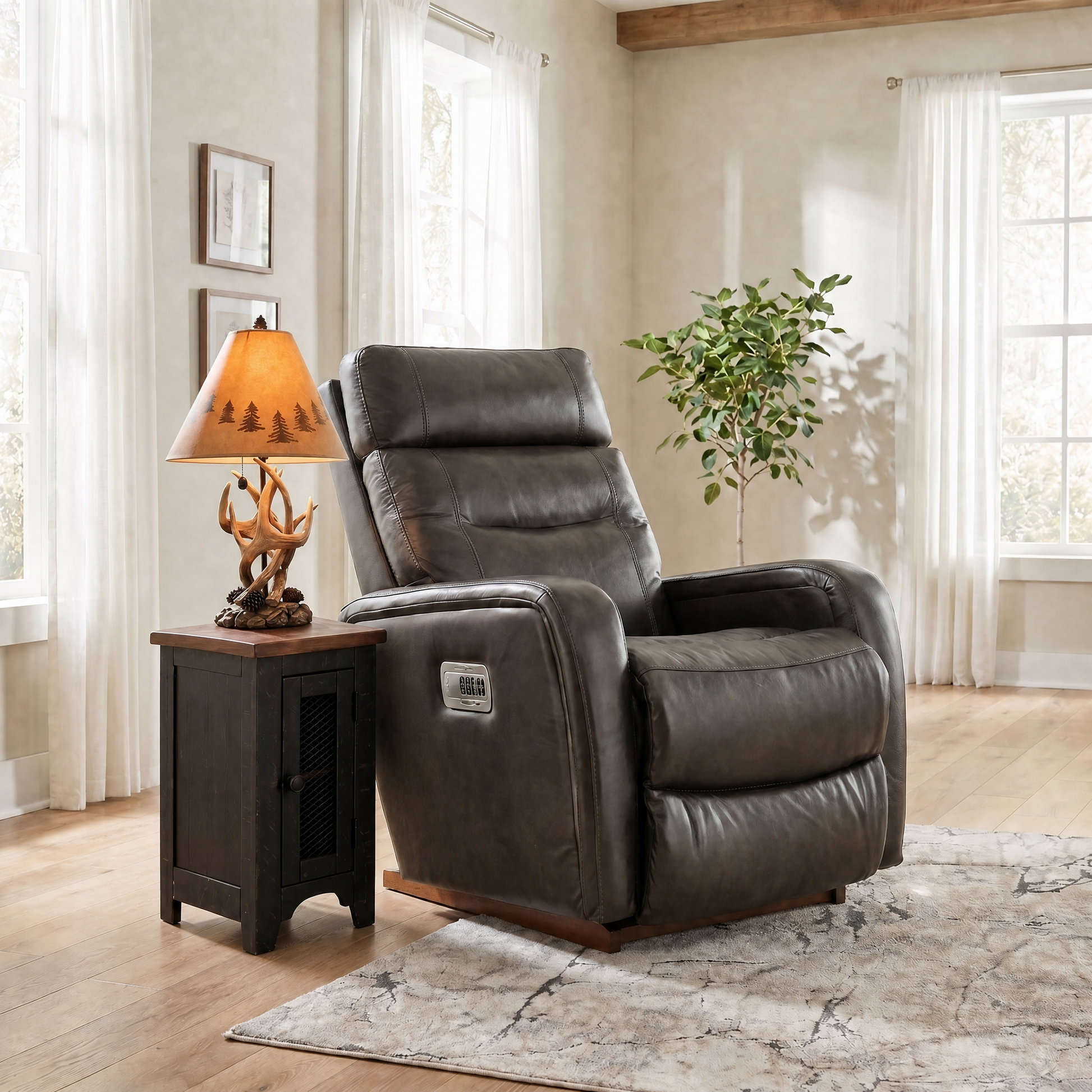 La-Z-Boy Baron Leather Power Rocker Recliner with Power Headrest