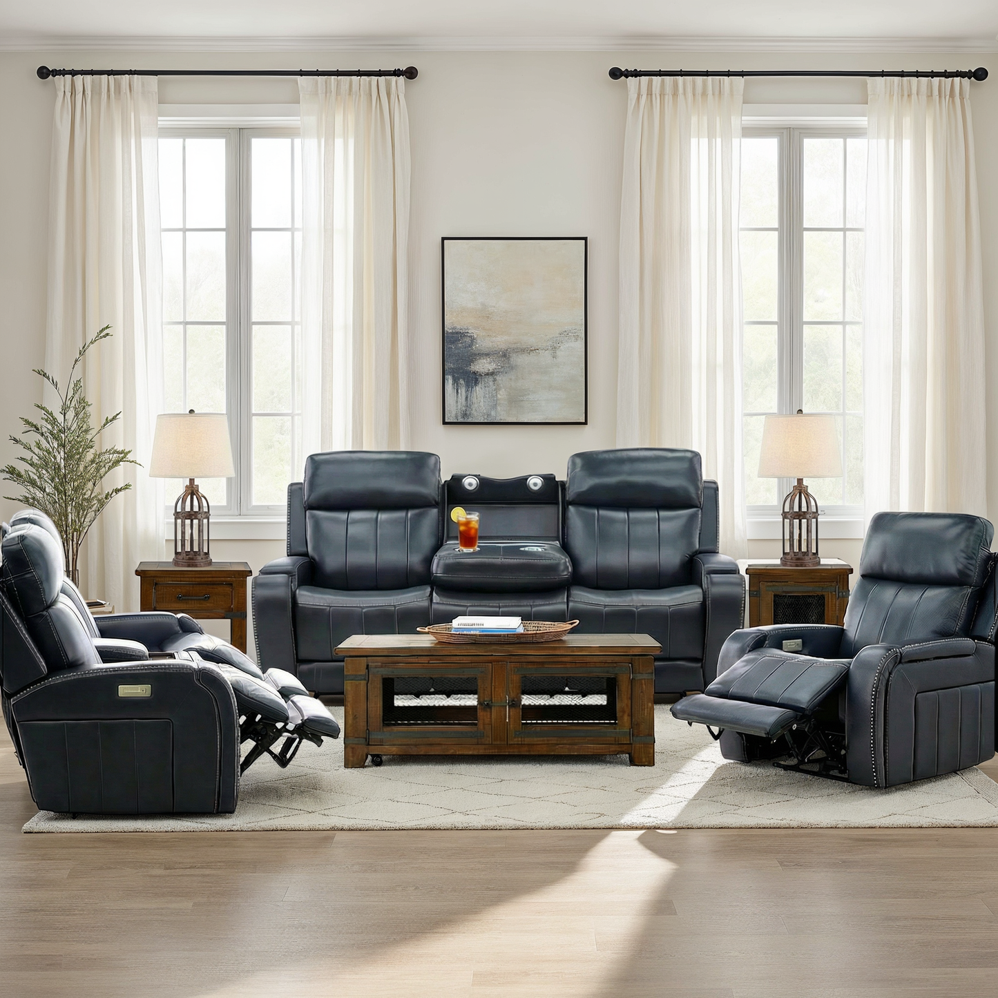 Hampton Leather Home Theater Power Recliner