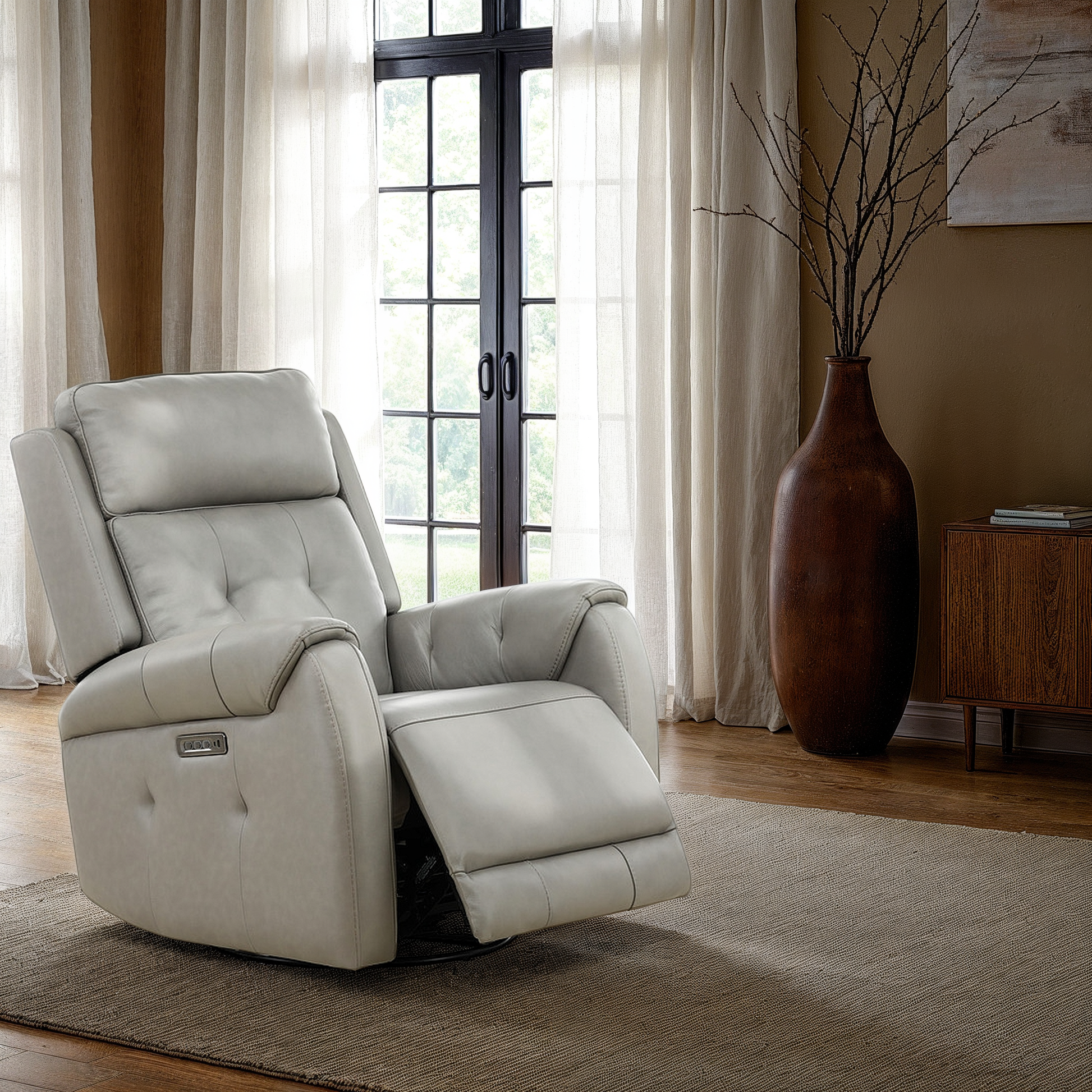 Fairview Leather Power Swivel Glider